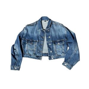 Classic Cropped Blue Denim Jacket